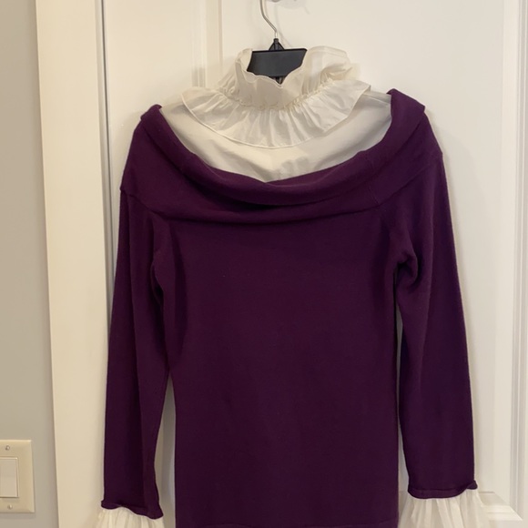 Combination ruffle blouse and sweater. - Picture 3 of 3